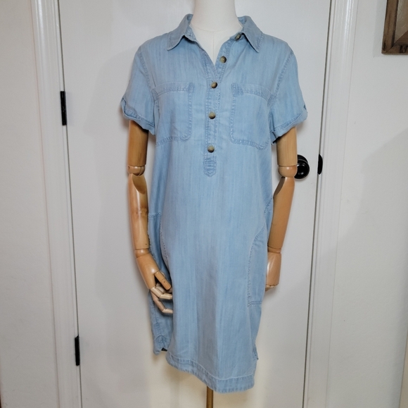 Vineyard Vines Margo Chambray Utility Shirt Dress Size 8 100% Tencel Lyocell - Picture 1 of 9